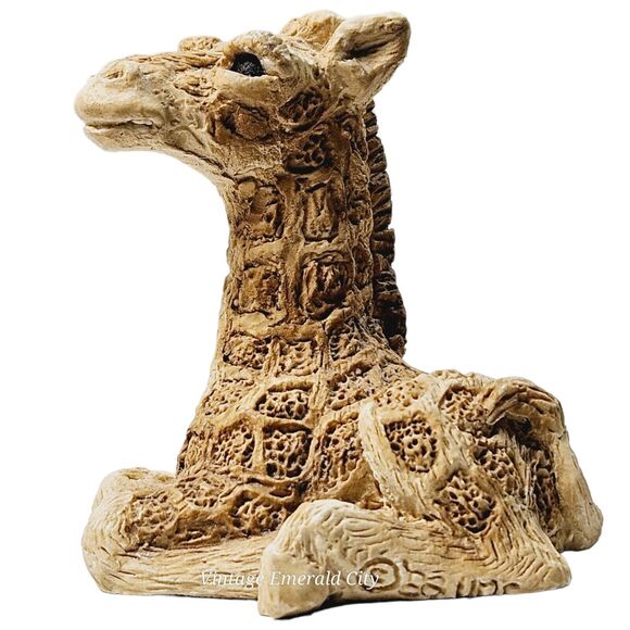 Vtg Baby Speckled Giraffe Brown Colored Animal Figurine Stone Critter Littles - Picture 4 of 9